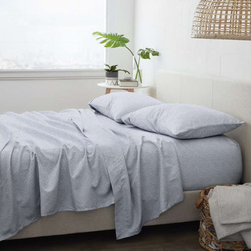Premium Bed Sheets - Chambray Blue, Full, 4 Set case of 12