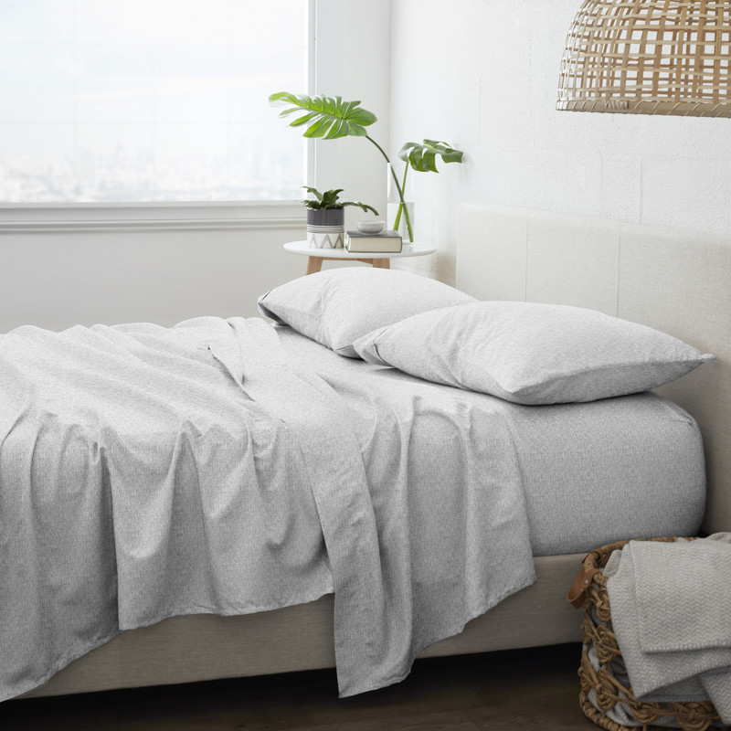 Premium Bed Sheets - Chambray Gray, King, 4 Set case of 12
