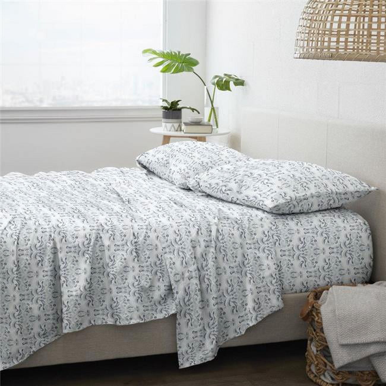 2355244 Home Collection Premium Ultra Soft Garden Estate Pattern Bed Sheets Set - 4 Piece Case of 12