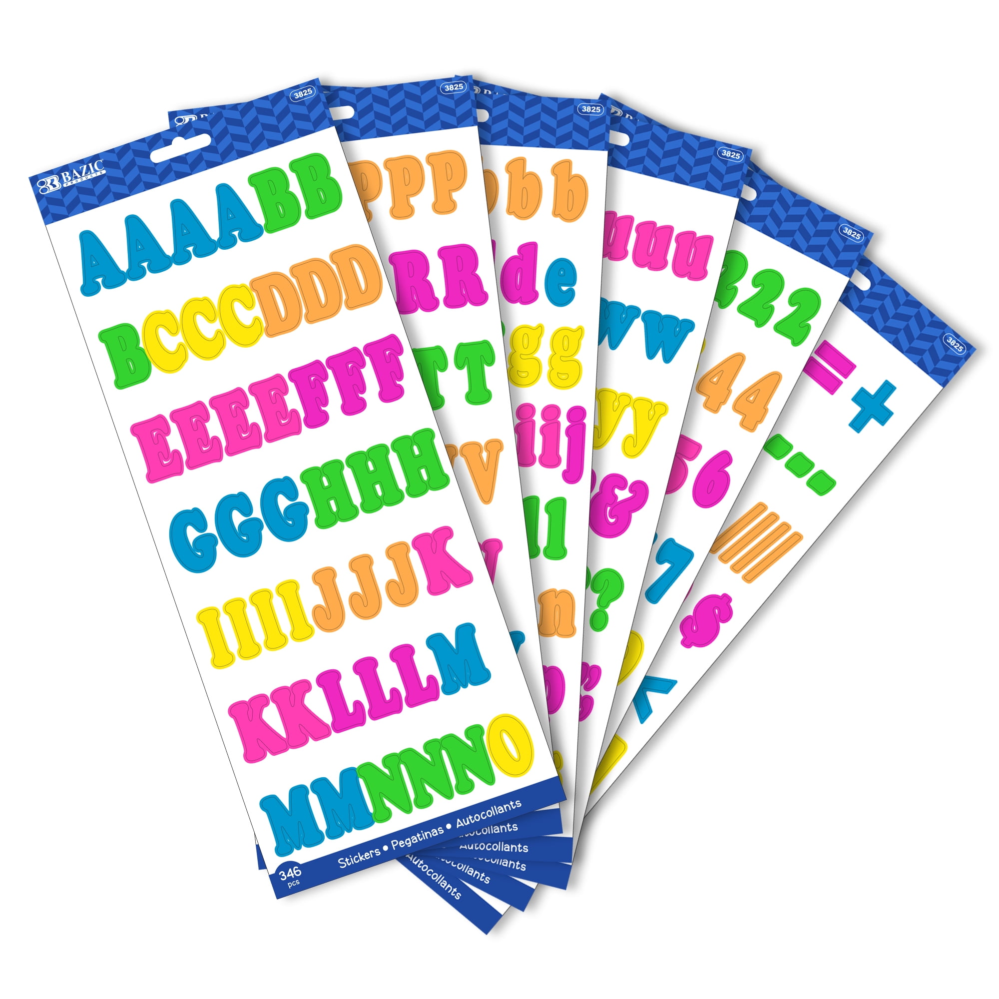 Picture of Bazic 2355516 1 in. Alphabet & Number Stickers&#44; Multicolor - Case of 24