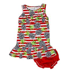 Picture of Sweet & Soft 2359978 Black & Red Cool Girl Pineapples Sleeveless Girls Dresses with Panty&#44; 2T-4T - Case of 24