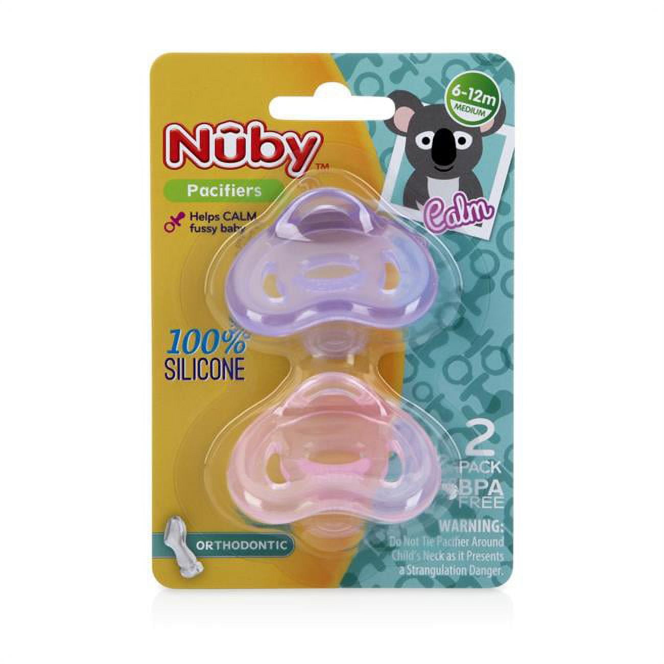 Picture of DDI 2360078 Nuby Natural Shape Pacifiers&#44; Assorted Color - Case of 72 - Pack of 72 - 2 Count