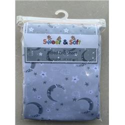 Picture of Sweet & Soft 2358748 Printed Cloud & Moon Baby Fitted Crib Sheet&#44; Grey - Case of 48