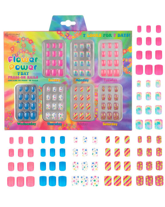 Press-On Nails Manicure Collection - 84 Pieces, Flower Power case of 24