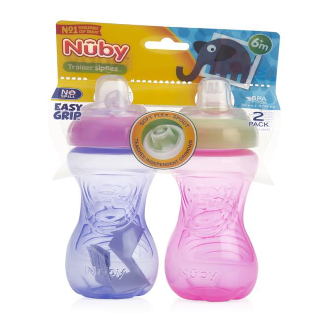Picture of DDI 2362504 10 oz Nuby Easy Grip Trainer Cups&#44; Pink & Purple - 2 Per Pack - Case of 36
