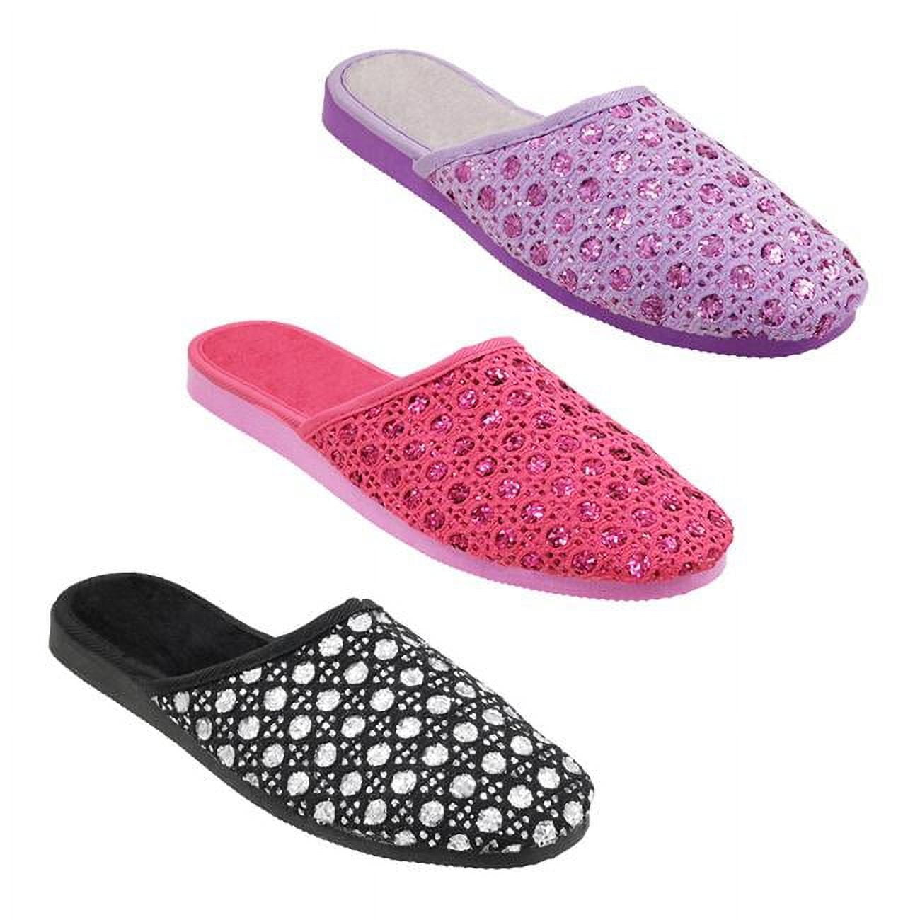 Picture of Babe 2362042 Womens Slippers with Sequin&#44; Slip On - Size 5-10 - Case of 48