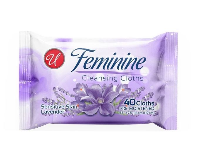 Feminine Cleansing Wipes - Lavender, 40 Pack case of 30