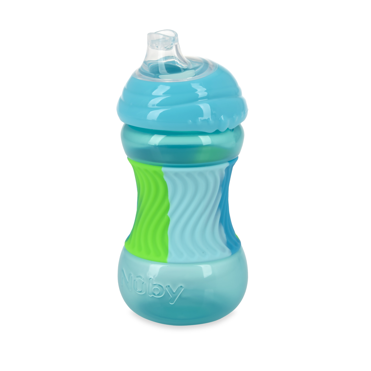 Nuby Sili Bands Soft Spout Cups - 10 oz, Aqua case of 12