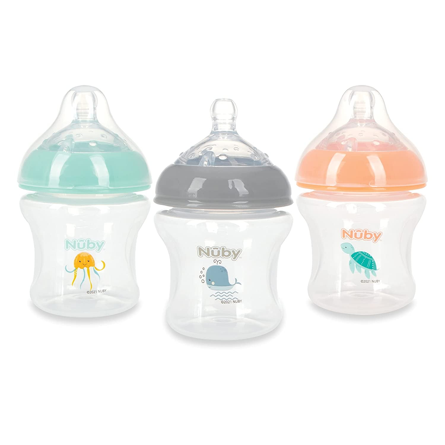 2367446 6 oz Jellyfish, Whale & Turtle Bottles with Slow Flow Silicone Nipple - 0 Plus Months - Pack of 24