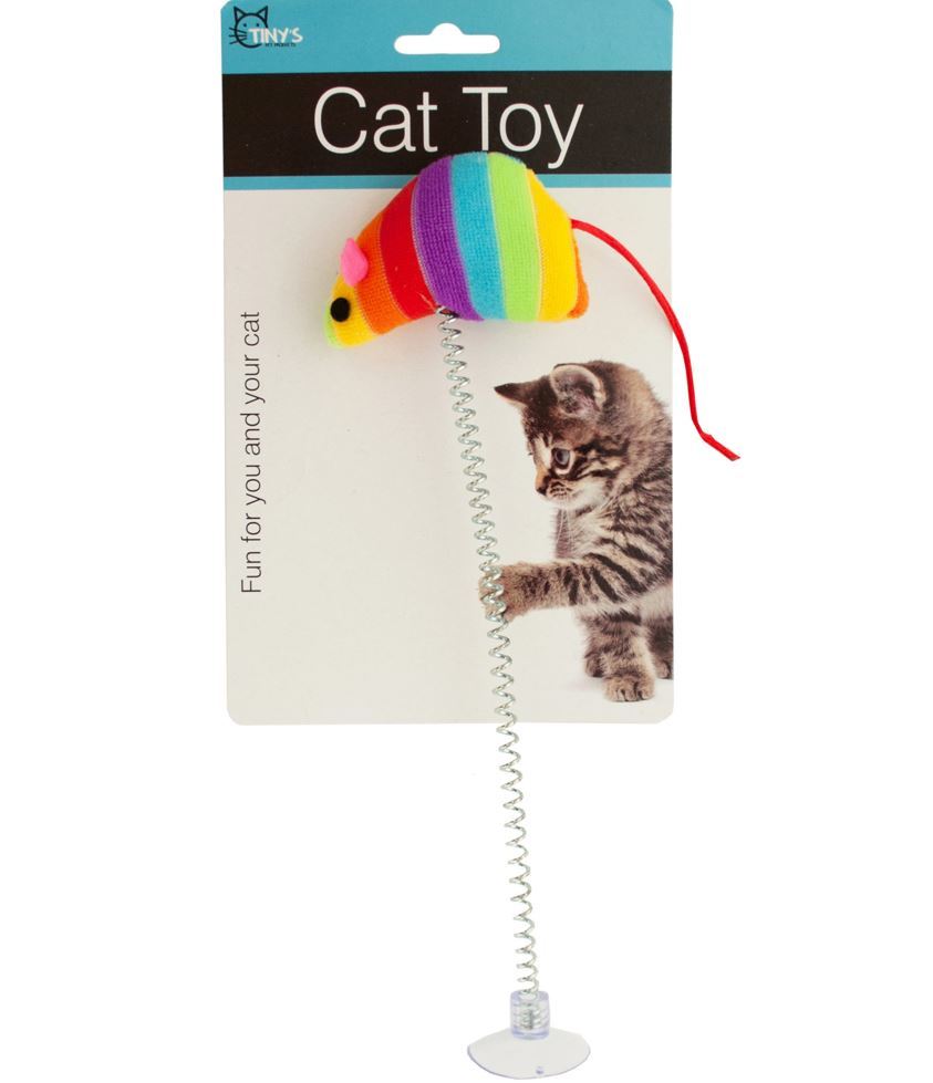 Mouse Spring Cat Toys - Suction Cup, 10 case of 48