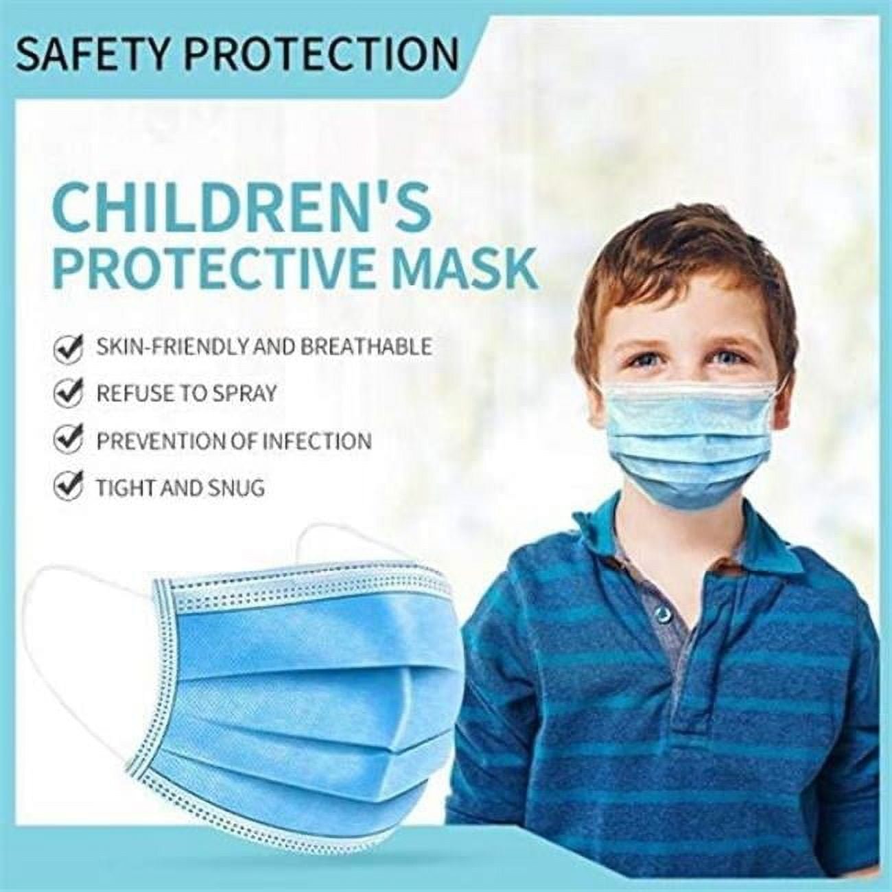 14.5 x 9.5 cm Kids 3-Ply Disposable Face Mask, Blue - Case of 950 -  HappyHealth, HA3472757