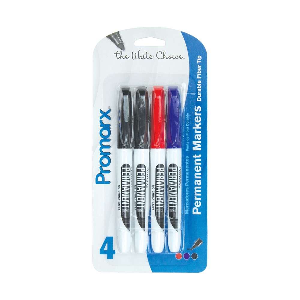 Permanent Markers - Assorted, 4 Pack case of 48