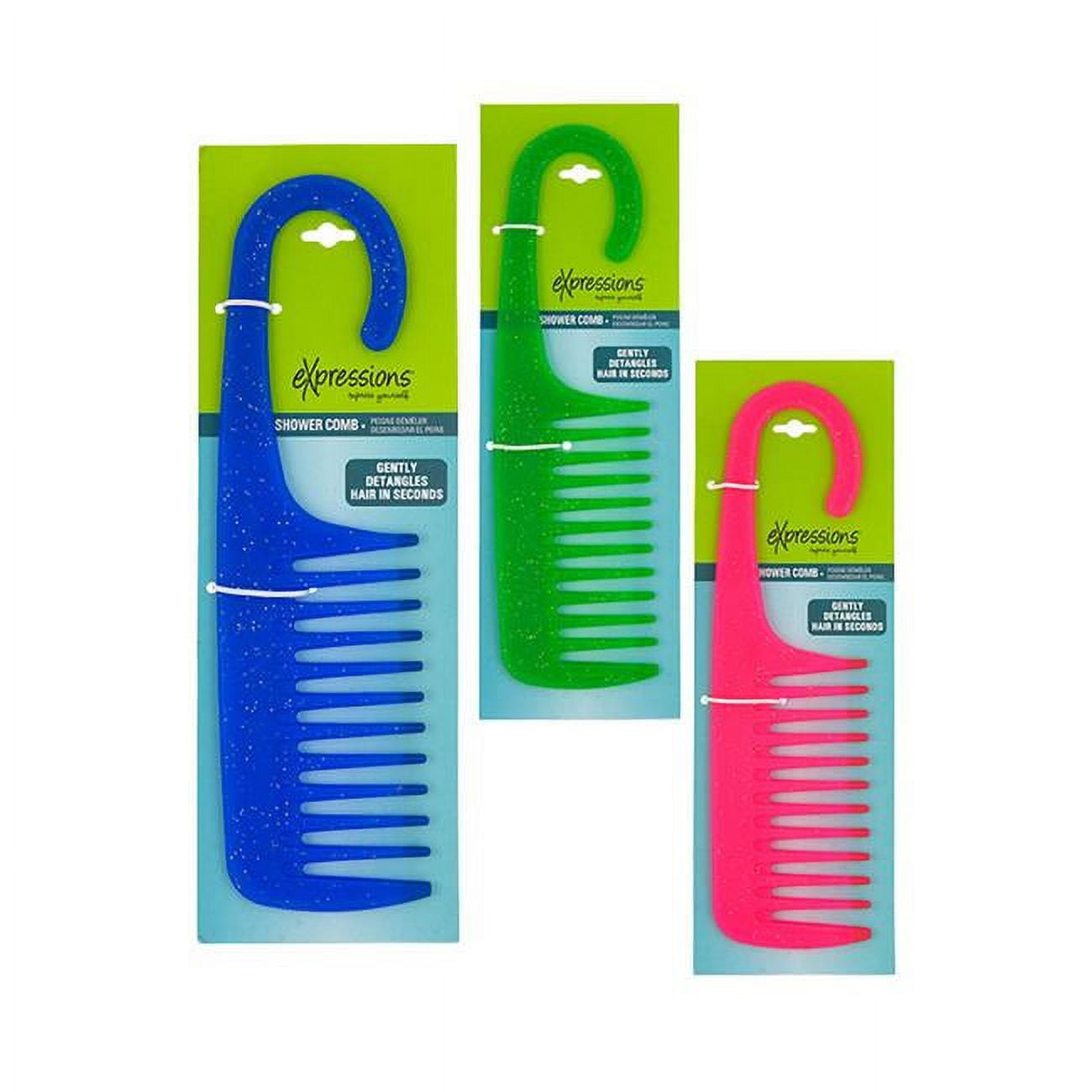 Picture of DDI 2364764 Glitter Shower Comb with Hook - Blue&#44; Green & Pink - Case of 48