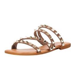 2367912 Womens Strappy Sandals with Pyramid Studs, Brown - Size 6-11 - Case of 12 -  DDI