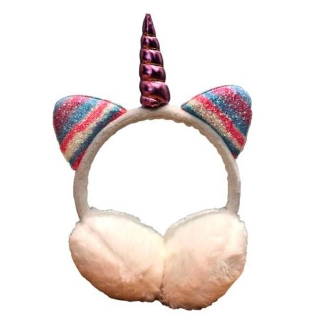 Picture of DDI 2367779 Fleece Girls Unicorn Earmuffs - Pink&#44; Black & White - Case of 120