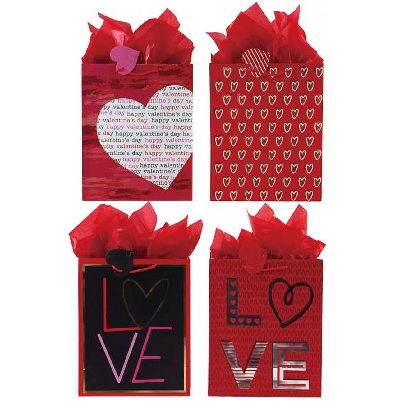 Picture of DDI 2368122 4 Design Love Hot Stamp Valentine Gift Bags&#44; Medium - Case of 180