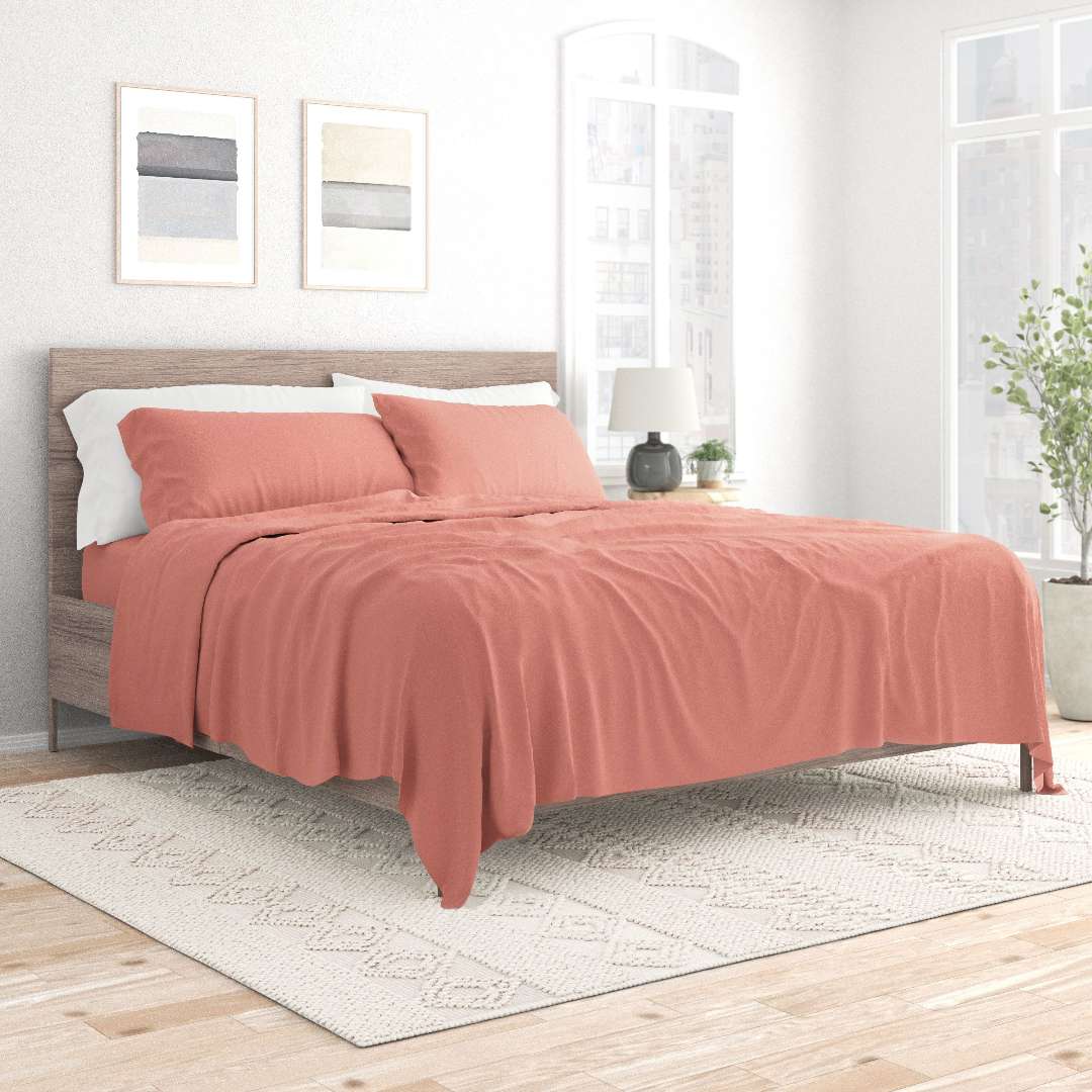 Queen Bed Sheet Sets - 4 Piece, Clay, Ultra Soft case of 12