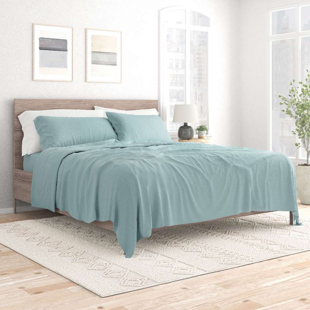 Queen Bed Sheet Sets - 4 Pieces, Ocean, Ultra Soft case of 12