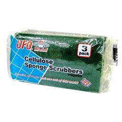2366354 Cellulose Sponge Scrubbers, Yellow & Green - 3 per Pack - Pack of 60