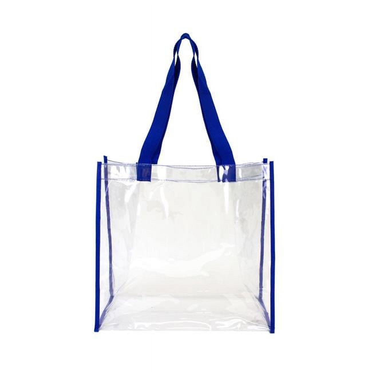 Picture of DDI 2365796 Clear Stadium Open Totes&#44; Royal Trim - Pack of 50