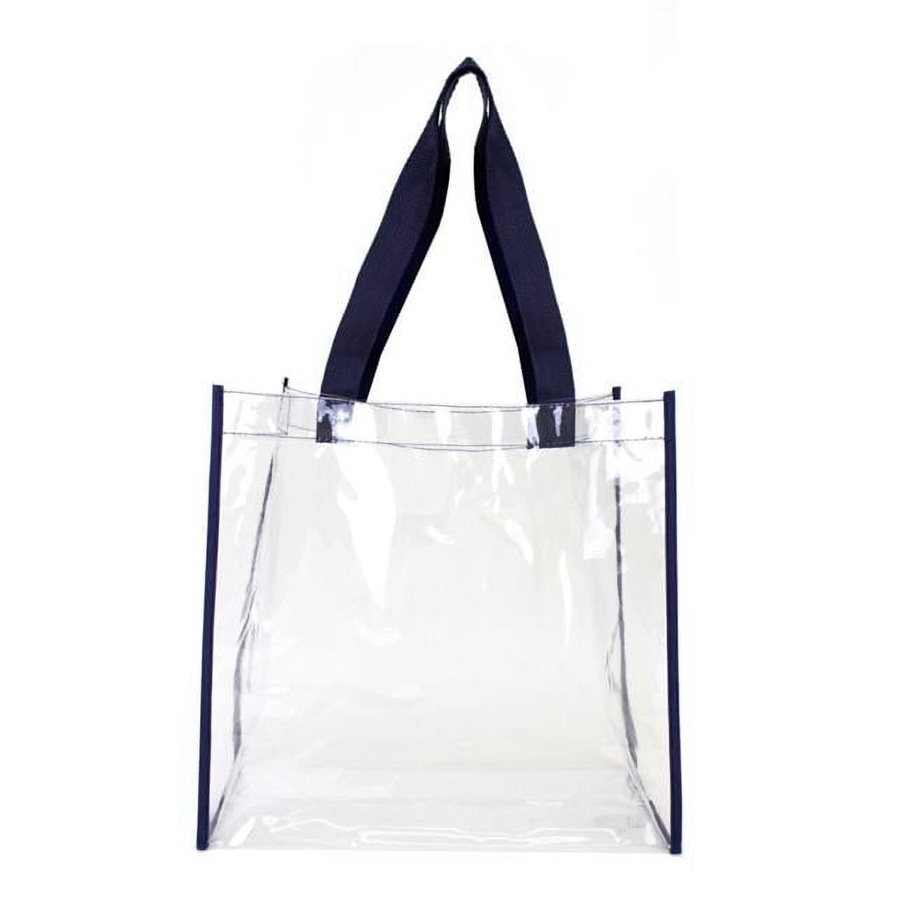 Picture of DDI 2365798 Clear Stadium Open Totes&#44; Navy Trim - Pack of 50