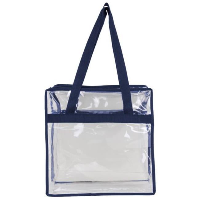 Picture of DDI 2366183 Clear Stadium Zipper Totes&#44; Navy Blue Trim - Pack of 50