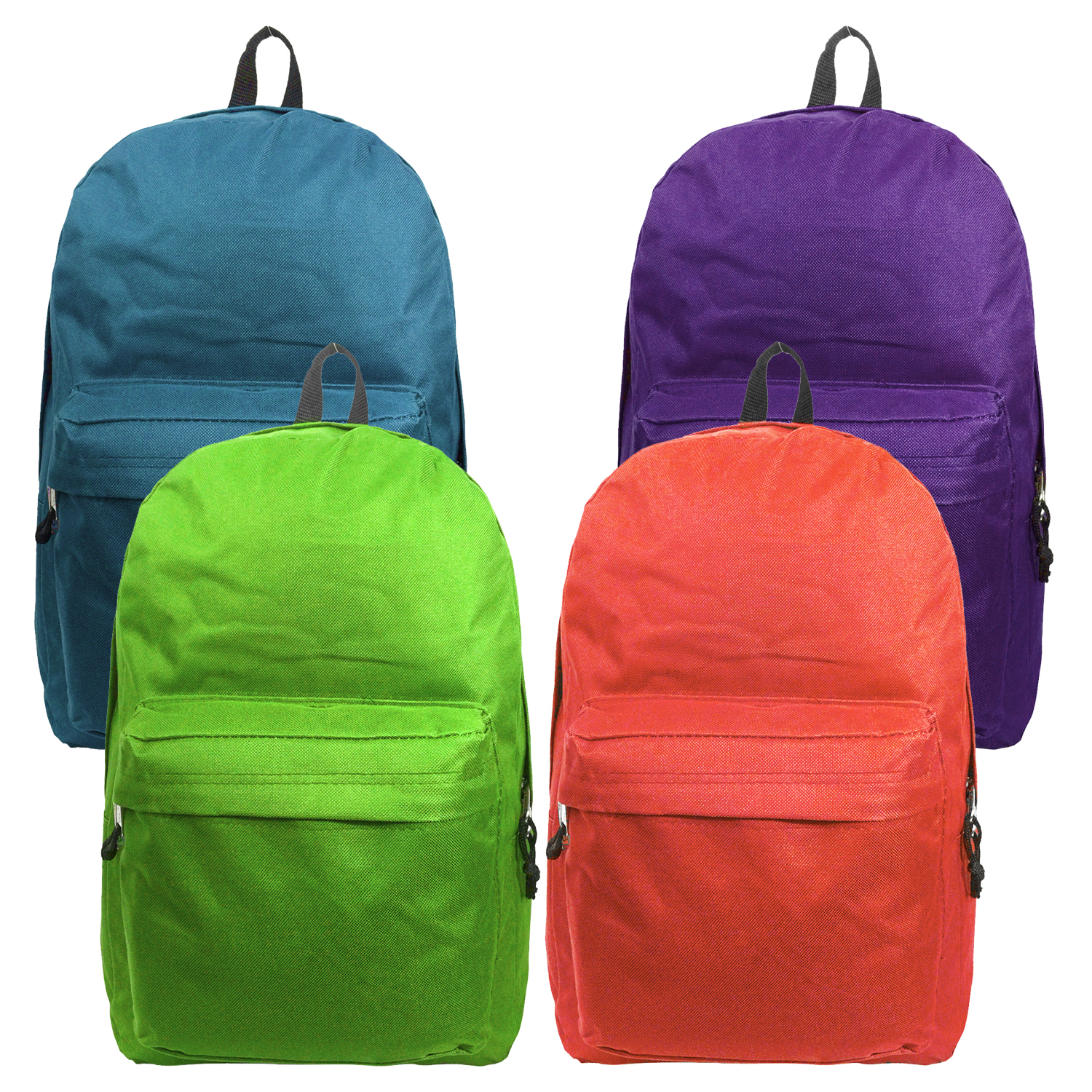 16 Basic Backpacks - 4 Vibrant Colors case of 16