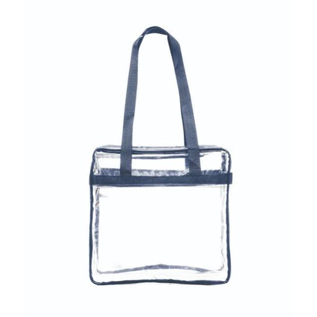 Picture of DDI 2365541 Clear Heavy Duty Zipper Totes&#44; Navy Trim - Pack of 25