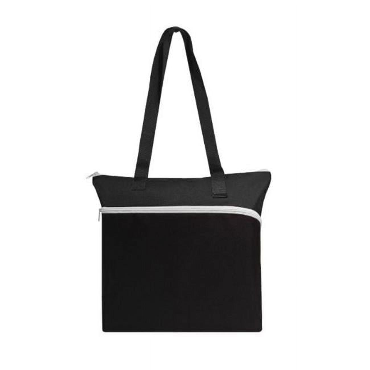 Picture of DDI 2365546 16.5 in. Top Zipper Tote&#44; Black with White - Pack of 50
