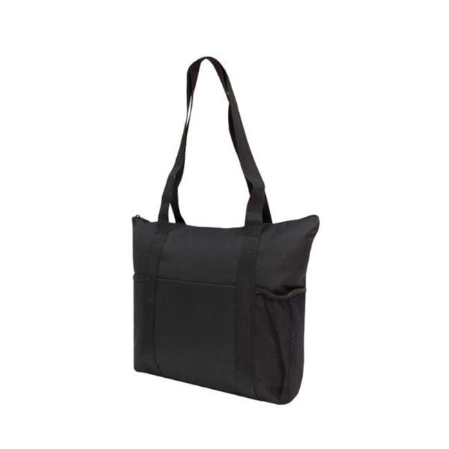 Picture of DDI 2365556 Side Pockets Travel Zipper Totes&#44; Black - Pack of 50