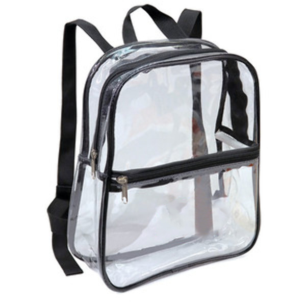 12 Clear Backpacks - Black Trim, 60 Count case of 60