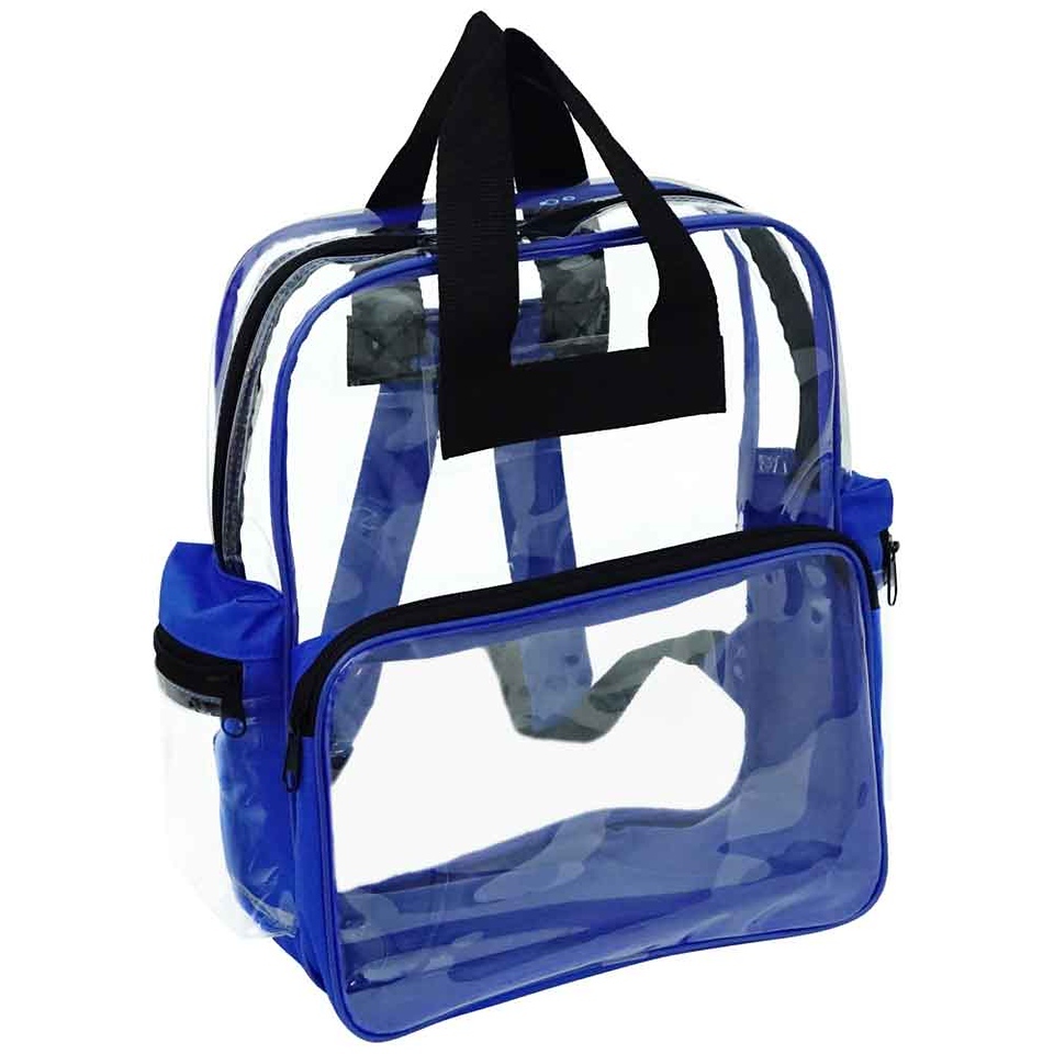 2365197 15 Clear Backpacks - Royal Blue Trim case of 24