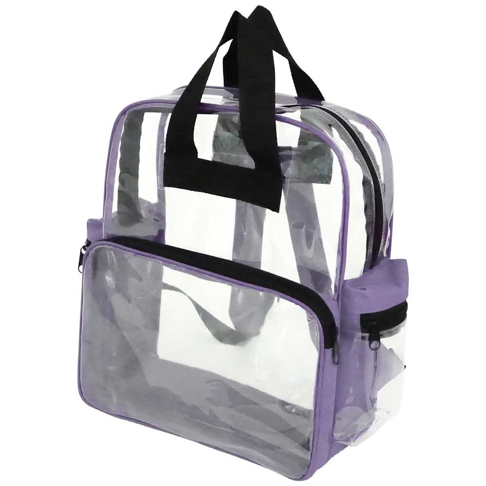 15 Clear Backpacks - Lavender Trim case of 24
