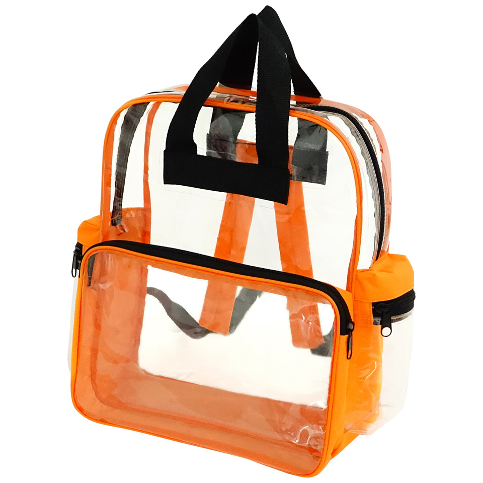 15 Clear Backpacks - Orange Trim case of 24