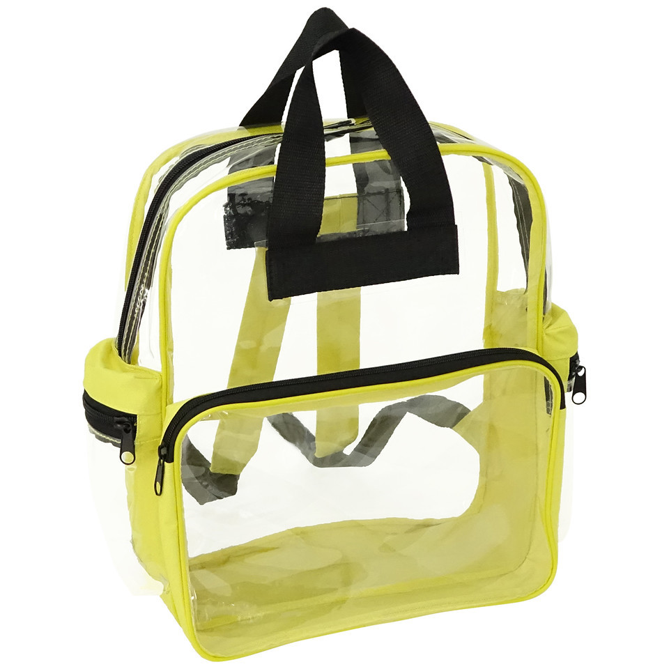 15 Clear Backpacks - Yellow Trim case of 24