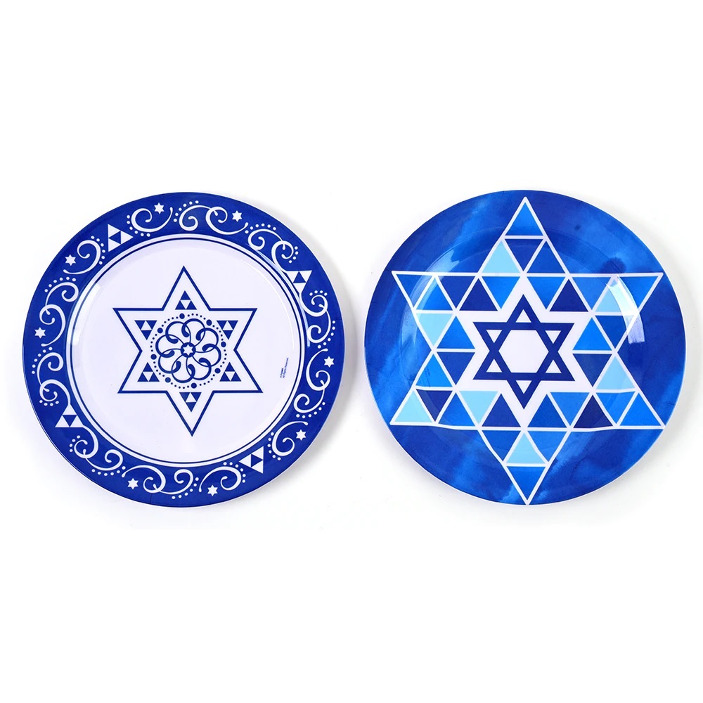 Hanukkah Plates - 2 Styles, Round, 11 case of 48