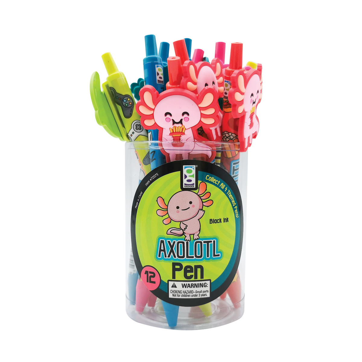 Axolotl Retractable Pens - Black Ink, 4 Styles case of 144