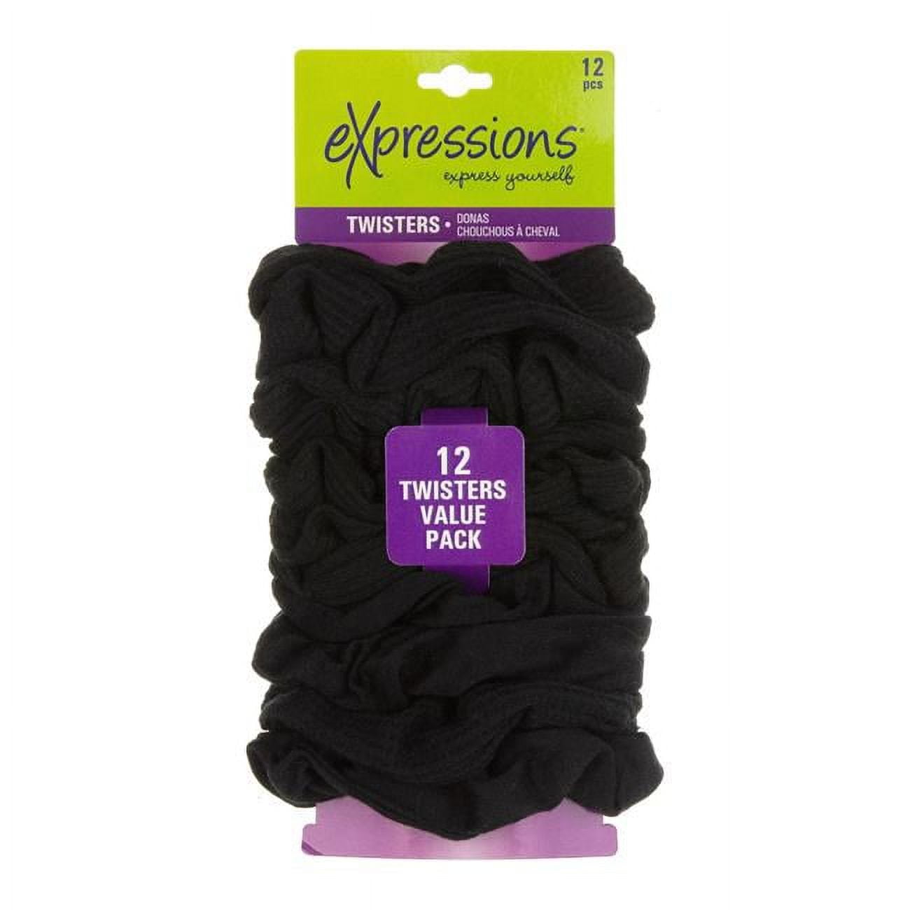 Picture of DDI 2364769 Terry Twister Scrunchies&#44; Black - 12 per Pack - Set of 48
