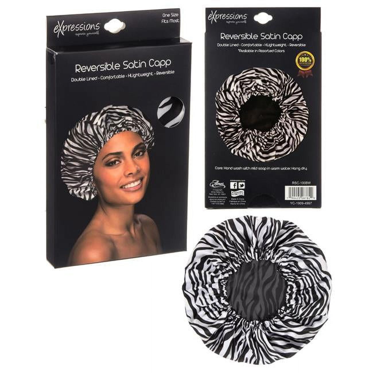 Picture of DDI 2364756 Reversible Satin Hair Caps&#44; Zebra Print - Pack of 48