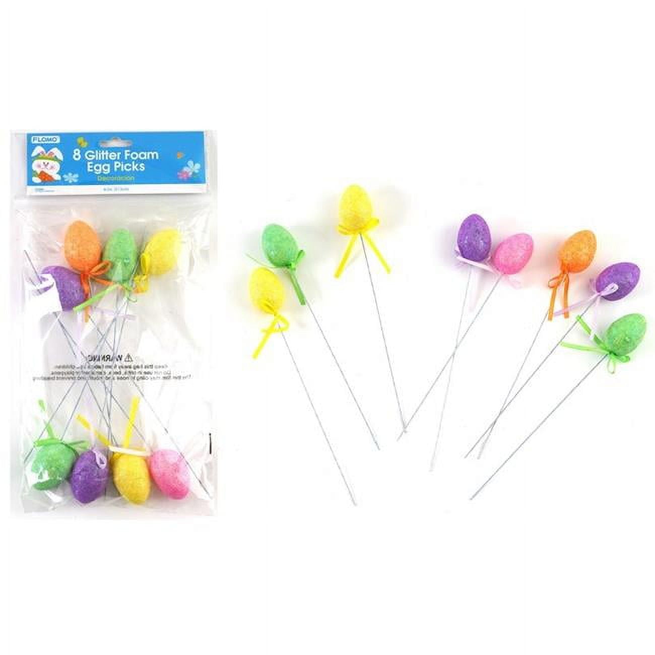 Picture of DDI 2368143 Glitter Easter Foam Egg Picks&#44; Assorted Colors - 8 per Pack - Pack of 48