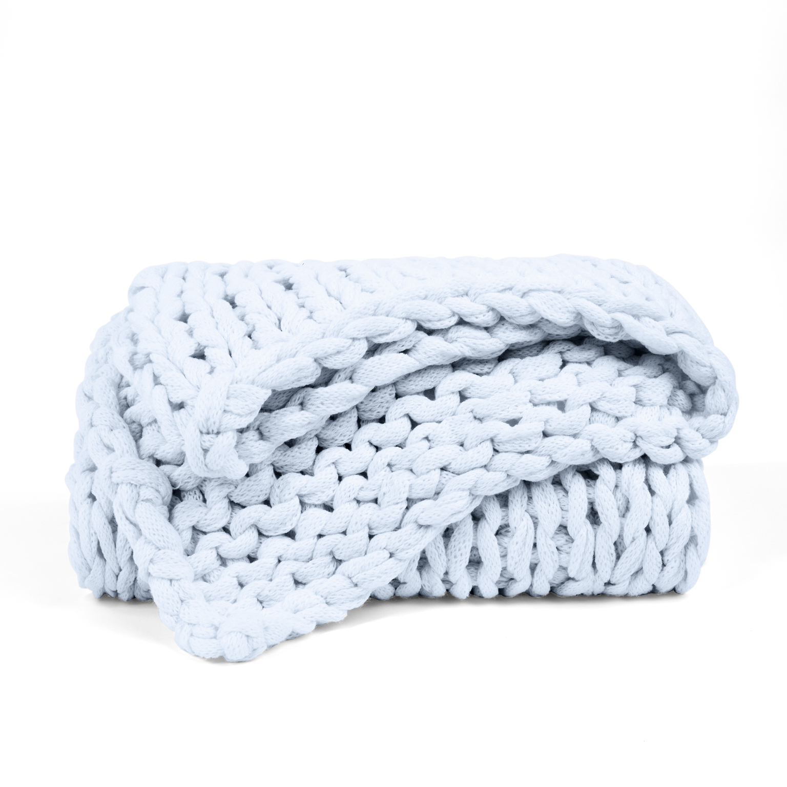 Chunky Knit Throw Blanket - Light Blue, Acrylic, 47 x 59 case of 4