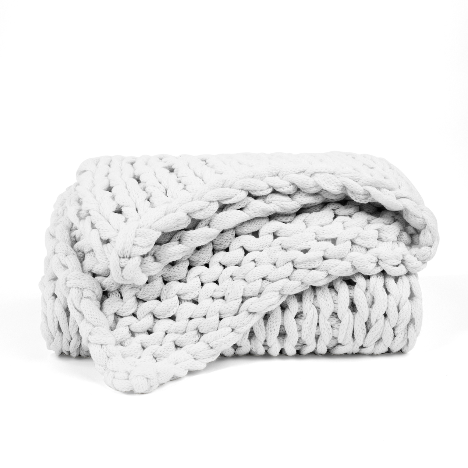 Chunky Knit Throw Blanket - Light Gray, Acrylic, 47 x 59 case of 4