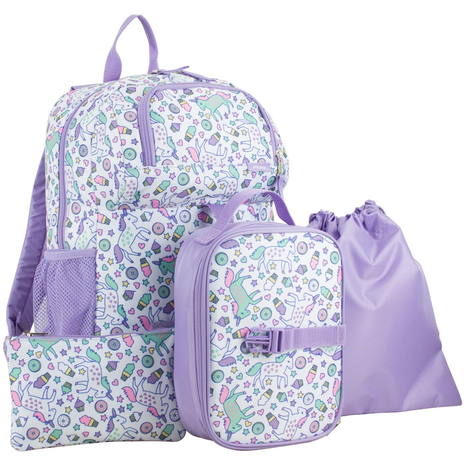 18 Backpack Combo Sets - 4 Pieces, Purple, Unicorns case of 6