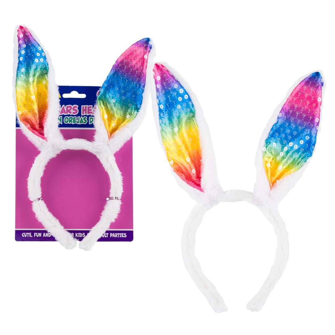 Picture of DDI 2375116 11 in. Easter Bunny Headbands - Rainbow Ears - Pack of 48