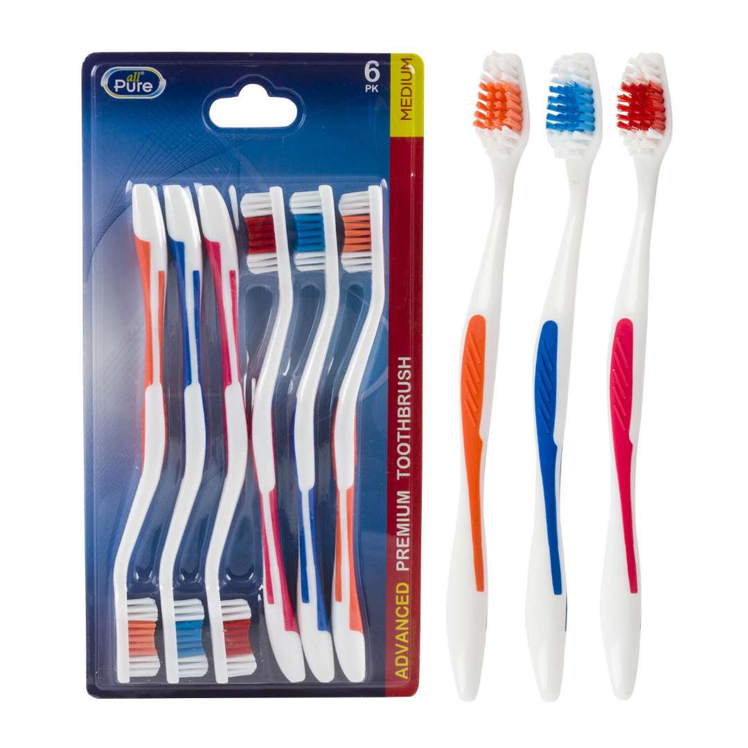 2375574 Medium Toothbrushes - Assorted, 6 Pack case of 48