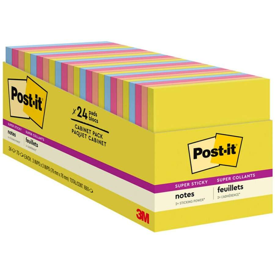 DDI 2375066 Super Sticky Notes - Summer Joy, 70 Sheets, 24 Pack case of 8