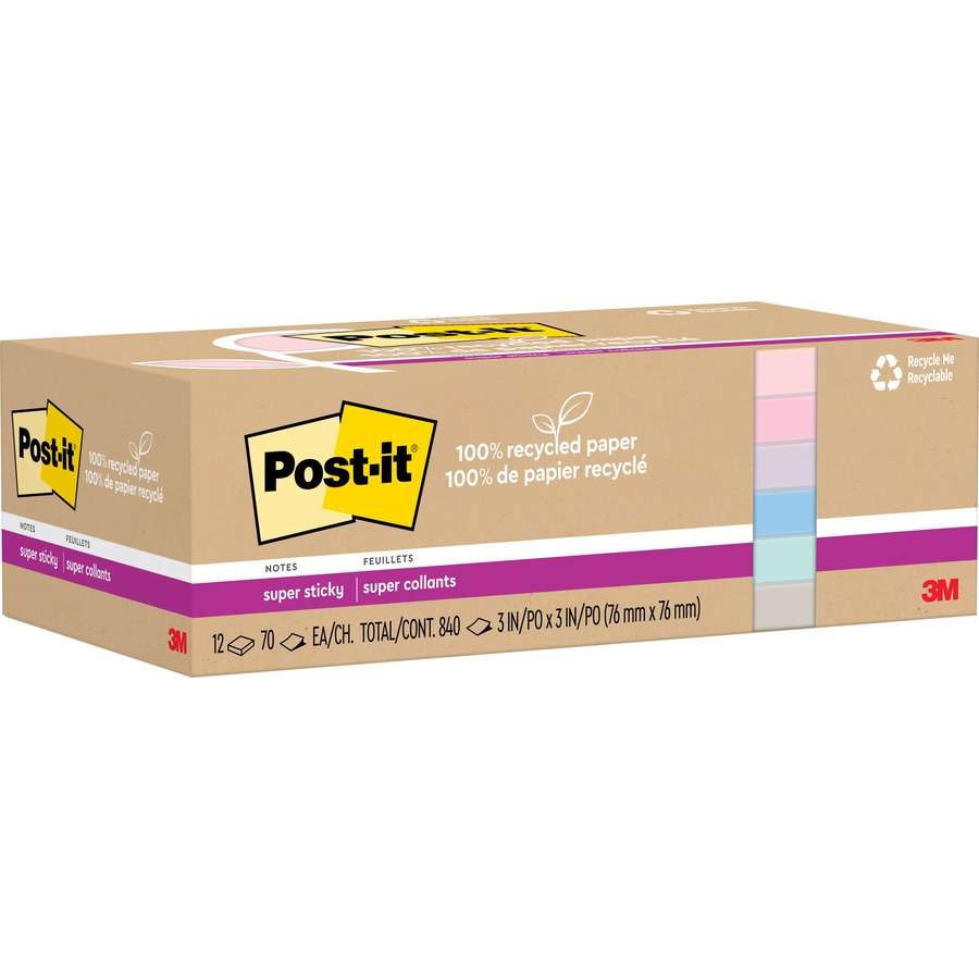 DDI 2375067 Super Sticky Notes - Pastels, 70 Sheets, 12 Pack case of 12