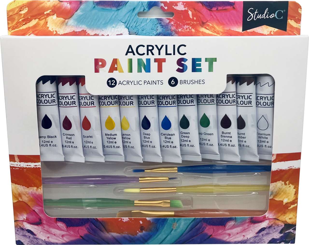 2365034 Art Supply Sets - 12 Paints & 6 Brushes case of 24