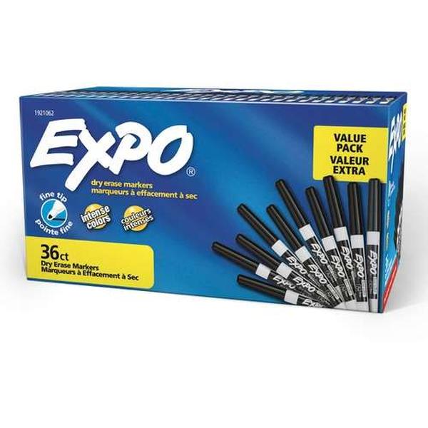 2375093 Fine Tip Dry Erase Markers, Black - 36 per Pack - Pack of 6