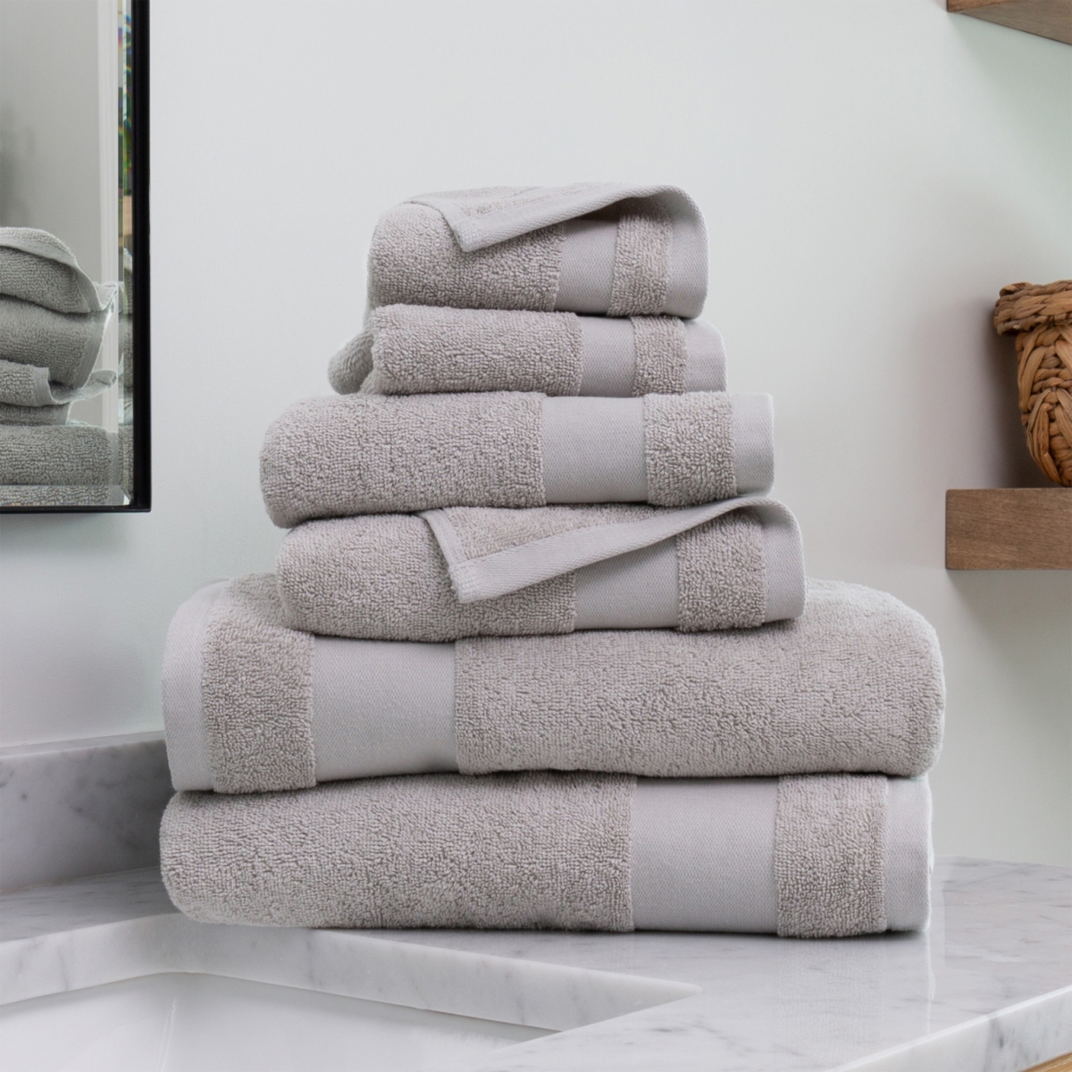 Picture of DDI 2364477 100 Percent Cotton Ultra Soft Bath Towel Sets&#44; Light Grey - 6 Piece - Pack of 4